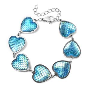 Blue Heart Magic Resin Bracelet in Stainless Steel. Will fit up to 9" in…